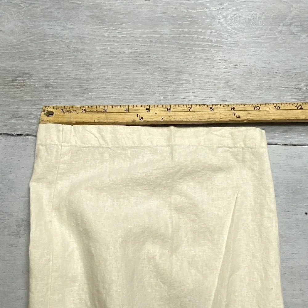 Koman Cargo Pants Mens XL Cream Linen Cotton Blend Wide Leg Relaxed Beach Pants